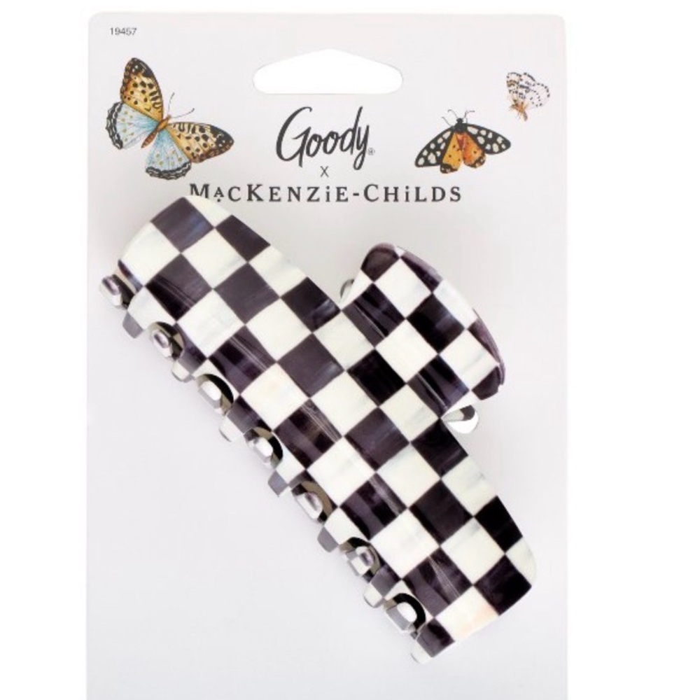 MacKenzie-Childs Black and White Check Claw Hair Clip for Kids